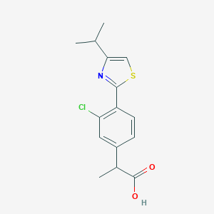 molecular formula C15H16ClNO2S B165452 2-[4-(4-Isopropylthiazol-2-yl)-3-chlorophenyl]propanoic acid CAS No. 138568-80-6