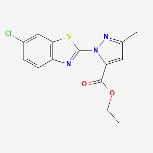 molecular formula C14H12ClN3O2S B1654630 ethyl 1-(6-chloro-1,3-benzothiazol-2-yl)-3-methyl-1H-pyrazole-5-carboxylate CAS No. 254429-64-6
