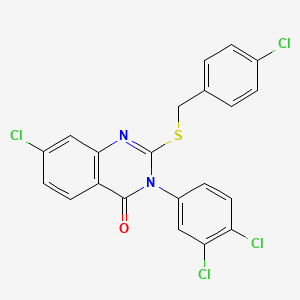 7-Chloro-2-[(4-chlorophenyl)methylsulfanyl]-3-(3,4-dichlorophenyl)quinazolin-4-one