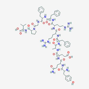 molecular formula C73H101N19O17 B165495 Tyrosylglutaminyl-alpha-glutamylalanylphenylalanylarginylarginylphenylalanylphenylalanylglycylprolylvaline CAS No. 129356-77-0