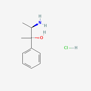 molecular formula C10H16ClNO B1654982 Threo-(1)-3-hydroxy-3-phenylbutane-2-ammonium chloride CAS No. 30185-70-7