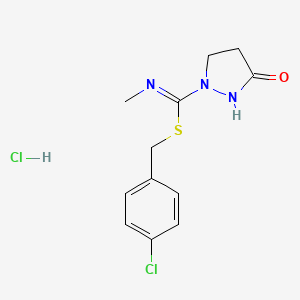 1-[(1E)-{[(4-chlorophenyl)methyl]sulfanyl}(methylimino)methyl]pyrazolidin-3-one hydrochloride
