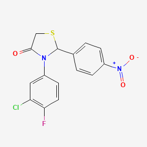 B1655188 3-(3-Chloro-4-fluorophenyl)-2-(4-nitrophenyl)-1,3-thiazolidin-4-one CAS No. 330175-39-8