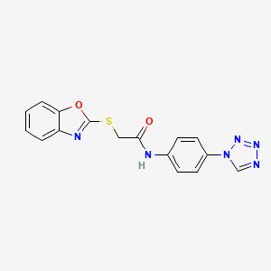 molecular formula C16H12N6O2S B1655223 2-[(1,3-苯并恶唑-2-基)硫代]-N-[4-(1H-四唑-1-基)苯基]乙酰胺 CAS No. 333414-48-5