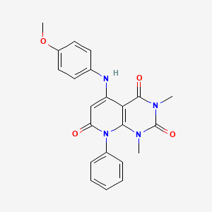 molecular formula C22H20N4O4 B1655231 5-(4-Methoxyanilino)-1,3-dimethyl-8-phenyl-1,2,3,4,7,8-hexahydropyrido[2,3-d]pyrimidine-2,4,7-trione CAS No. 334668-85-8