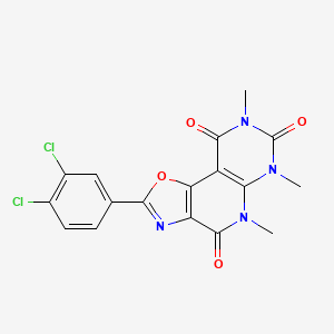 molecular formula C17H12Cl2N4O4 B1655233 4-(3,4-Dichlorophenyl)-8,10,12-trimethyl-3-oxa-5,8,10,12-tetrazatricyclo[7.4.0.02,6]trideca-1(9),2(6),4-triene-7,11,13-trione CAS No. 334668-89-2
