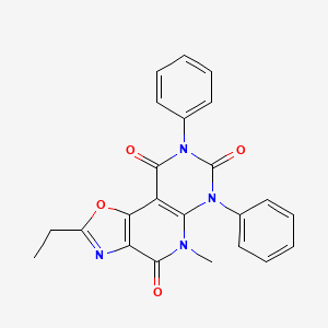 molecular formula C23H18N4O4 B1655236 4-Ethyl-8-methyl-10,12-diphenyl-3-oxa-5,8,10,12-tetrazatricyclo[7.4.0.02,6]trideca-1(9),2(6),4-triene-7,11,13-trione CAS No. 334668-92-7