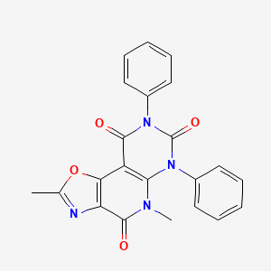 molecular formula C22H16N4O4 B1655237 4,8-Dimethyl-10,12-diphenyl-3-oxa-5,8,10,12-tetrazatricyclo[7.4.0.02,6]trideca-1(9),2(6),4-triene-7,11,13-trione CAS No. 334668-94-9