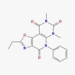 4-Ethyl-10,12-dimethyl-8-phenyl-3-oxa-5,8,10,12-tetrazatricyclo[7.4.0.02,6]trideca-1(9),2(6),4-triene-7,11,13-trione