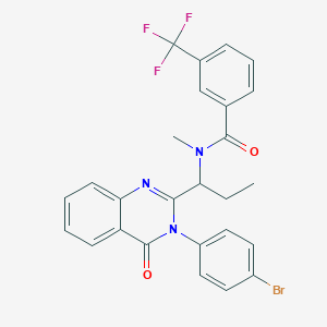 molecular formula C26H21BrF3N3O2 B1655242 N~1~-{1-[3-(4-bromophenyl)-4-oxo-3,4-dihydro-2-quinazolinyl]propyl}-N~1~-methyl-3-(trifluoromethyl)benzamide CAS No. 335143-79-8