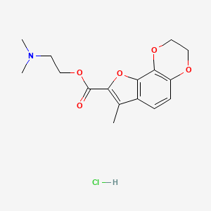 molecular formula C16H20ClNO5 B1655406 Furo(2,3-f)-1,4-benzodioxin-8-carboxylic acid, 7-methyl-, dimethylaminoethyl ester, hydrochloride CAS No. 35839-95-3