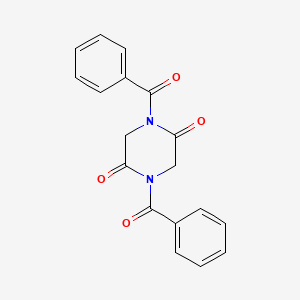 molecular formula C18H14N2O4 B1655536 2,5-Piperazinedione, 1,4-dibenzoyl- CAS No. 38051-21-7