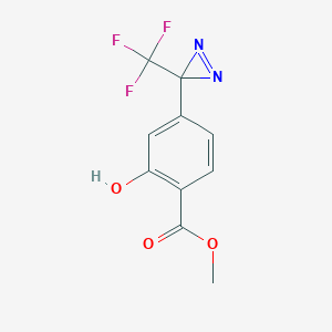 molecular formula C10H7F3N2O3 B016556 2-Hydroxy-4-[3-(trifluoromethyl)-3H-diazirin-3-YL]benzoic acid, methyl ester CAS No. 165963-72-4