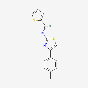 molecular formula C15H12N2S2 B1655702 N-[4-(4-Methylphenyl)-1,3-thiazol-2-yl]-1-(thiophen-2-yl)methanimine CAS No. 4087-76-7