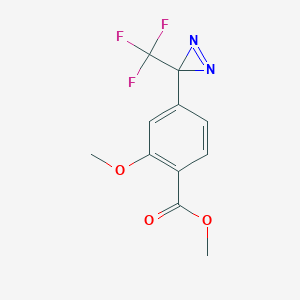 molecular formula C11H9F3N2O3 B016558 2-Methoxy-4-[3-(trifluoromethyl)-3H-diazirin-3-YL]benzoic acid, methyl ester CAS No. 154187-50-5