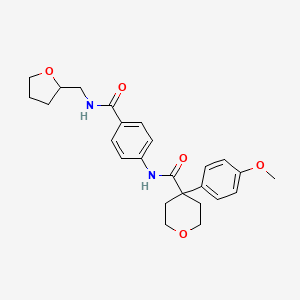 4-(4-methoxyphenyl)-N-[4-(oxolan-2-ylmethylcarbamoyl)phenyl]oxane-4-carboxamide