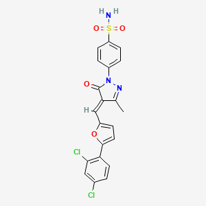 4-[(4E)-4-[[5-(2,4-dichlorophenyl)furan-2-yl]methylidene]-3-methyl-5-oxopyrazol-1-yl]benzenesulfonamide