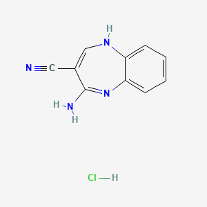 molecular formula C10H9ClN4 B1655811 4-amino-1H-1,5-benzodiazepine-3-carbonitrile;hydrochloride CAS No. 42510-46-3