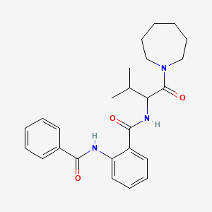 molecular formula C25H31N3O3 B1655955 N-[1-(azepan-1-yl)-3-methyl-1-oxobutan-2-yl]-2-benzamidobenzamide CAS No. 4640-25-9