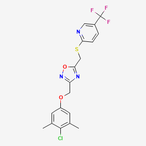 3-[(4-Chloro-3,5-dimethylphenoxy)methyl]-5-[[5-(trifluoromethyl)pyridin-2-yl]sulfanylmethyl]-1,2,4-oxadiazole