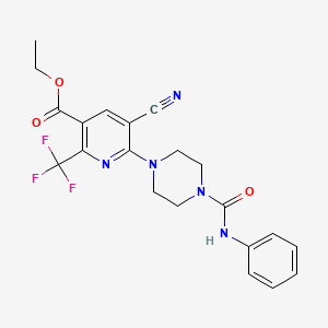 Ethyl 5-cyano-6-[4-(phenylcarbamoyl)piperazin-1-yl]-2-(trifluoromethyl)pyridine-3-carboxylate