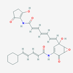 2,4,6-Heptatrienamide, 7-(4-((5-cyclohexyl-1-oxo-2,4-pentadienyl)amino)-2-hydroxy-5-oxo-7-oxabicyclo(4.1.0)hept-3-en-2-yl)-N-(2-hydroxy-5-oxo-1-cyclopenten-1-yl)-