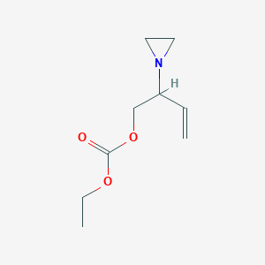 molecular formula C9H15NO3 B1656157 2-(Aziridin-1-yl)but-3-enyl ethyl carbonate CAS No. 5110-73-6