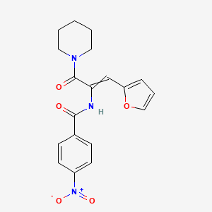 molecular formula C19H19N3O5 B1656198 N-[1-(Furan-2-yl)-3-oxo-3-(piperidin-1-yl)prop-1-en-2-yl]-4-nitrobenzamide CAS No. 5143-68-0