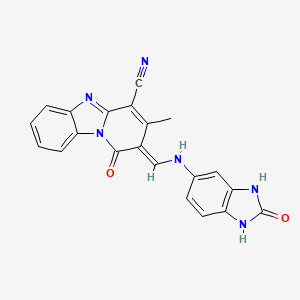 (2E)-3-methyl-1-oxo-2-[[(2-oxo-1,3-dihydrobenzimidazol-5-yl)amino]methylidene]pyrido[1,2-a]benzimidazole-4-carbonitrile