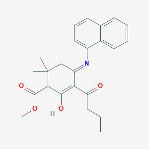 molecular formula C24H27NO4 B1656324 3-Butyryl-6,6-dimethyl-4-(naphthalen-1-ylamino)-2-oxo-cyclohex-3-enecarboxylic acid methyl ester CAS No. 5220-03-1