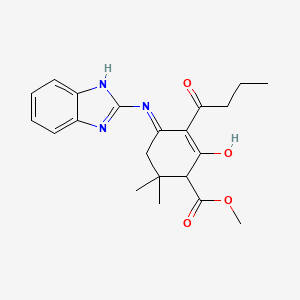 Methyl 4-[(1H-benzimidazol-2-yl)amino]-3-butanoyl-6,6-dimethyl-2-oxocyclohex-3-ene-1-carboxylate