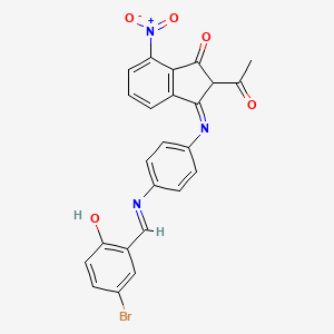 2-Acetyl-3-[4-[(5-bromo-2-hydroxyphenyl)methylideneamino]phenyl]imino-7-nitroinden-1-one