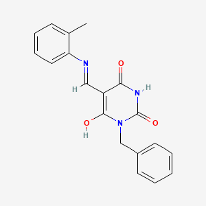 1-Benzyl-6-hydroxy-5-[(2-methylphenyl)iminomethyl]pyrimidine-2,4-dione