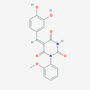 (5E)-5-[(3,4-dihydroxyphenyl)methylidene]-1-(2-methoxyphenyl)-1,3-diazinane-2,4,6-trione
