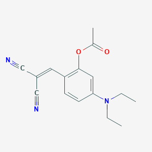 molecular formula C16H17N3O2 B1656390 Acetic acid, 2-(2,2-dicyanoethenyl)-5-diethylaminophenyl ester CAS No. 5255-97-0