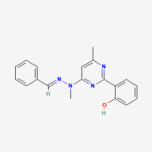 2-[4-[[(E)-Benzylideneamino]-methylamino]-6-methylpyrimidin-2-yl]phenol