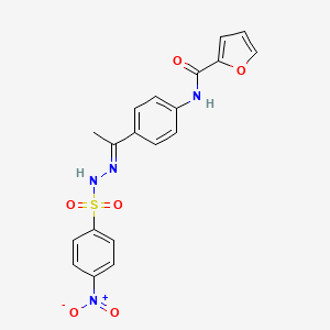 N-(4-{N-[(4-nitrophenyl)sulfonyl]ethanehydrazonoyl}phenyl)-2-furamide