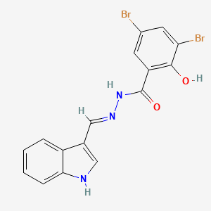 B1656431 3,5-Dibromo-2-hydroxy-N-[(E)-1H-indol-3-ylmethylideneamino]benzamide CAS No. 5275-88-7