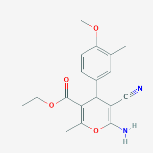 molecular formula C18H20N2O4 B1656439 ethyl 6-amino-5-cyano-4-(4-methoxy-3-methylphenyl)-2-methyl-4H-pyran-3-carboxylate CAS No. 5279-42-5