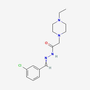 B1656450 N-[(3-chlorophenyl)methylideneamino]-2-(4-ethylpiperazin-1-yl)acetamide CAS No. 5283-59-0