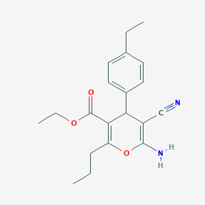 molecular formula C20H24N2O3 B1656453 ethyl 6-amino-5-cyano-4-(4-ethylphenyl)-2-propyl-4H-pyran-3-carboxylate CAS No. 5284-82-2
