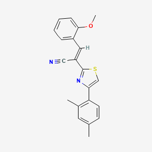 B1656485 (E)-2-[4-(2,4-dimethylphenyl)-1,3-thiazol-2-yl]-3-(2-methoxyphenyl)prop-2-enenitrile CAS No. 5302-61-4
