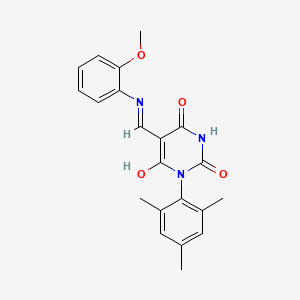 6-Hydroxy-5-[(2-methoxyphenyl)iminomethyl]-1-(2,4,6-trimethylphenyl)pyrimidine-2,4-dione