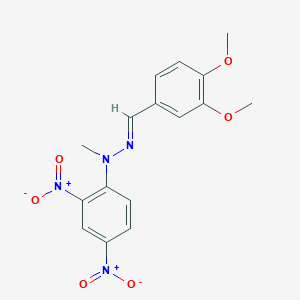 molecular formula C16H16N4O6 B1656507 N-[(E)-(3,4-dimethoxyphenyl)methylideneamino]-N-methyl-2,4-dinitroaniline CAS No. 5307-95-9