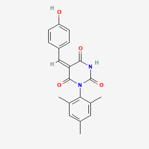 (5E)-5-[(4-hydroxyphenyl)methylidene]-1-(2,4,6-trimethylphenyl)-1,3-diazinane-2,4,6-trione