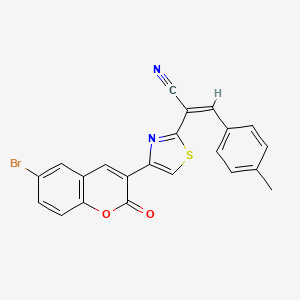 (Z)-2-[4-(6-bromo-2-oxochromen-3-yl)-1,3-thiazol-2-yl]-3-(4-methylphenyl)prop-2-enenitrile