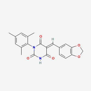 (5E)-5-(1,3-benzodioxol-5-ylmethylidene)-1-(2,4,6-trimethylphenyl)-1,3-diazinane-2,4,6-trione