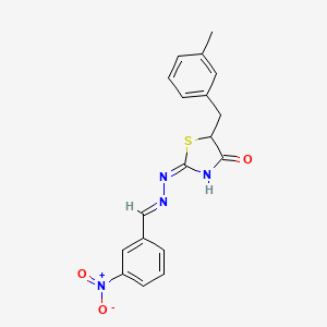 (2E)-5-[(3-methylphenyl)methyl]-2-[(E)-(3-nitrophenyl)methylidenehydrazinylidene]-1,3-thiazolidin-4-one