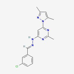 molecular formula C17H17ClN6 B1656578 N-[(E)-(3-chlorophenyl)methylideneamino]-6-(3,5-dimethylpyrazol-1-yl)-2-methylpyrimidin-4-amine CAS No. 5338-46-5