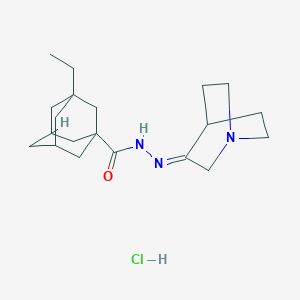 molecular formula C20H32ClN3O B1656596 N-[(E)-1-Azabicyclo[2.2.2]octan-3-ylideneamino]-3-ethyladamantane-1-carboxamide;hydrochloride CAS No. 5344-08-1